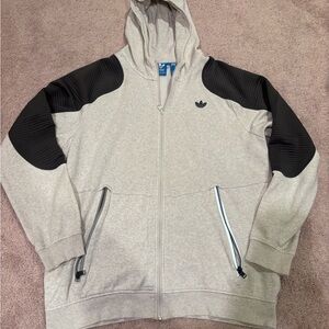 adidas Light Gray Hoodie with dark gray Shoulder Panels